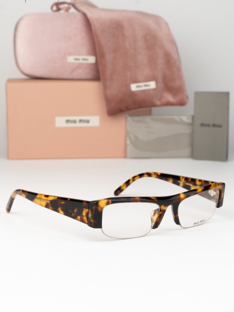 Miu Miu Women Eyeglasses Havana Clear Rectangle Mub07s 14l08n New Authentic